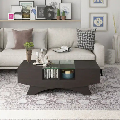 Tavolino da caffè contenitore contemporaneo Angelic di Furniture of America con inserto in vetro