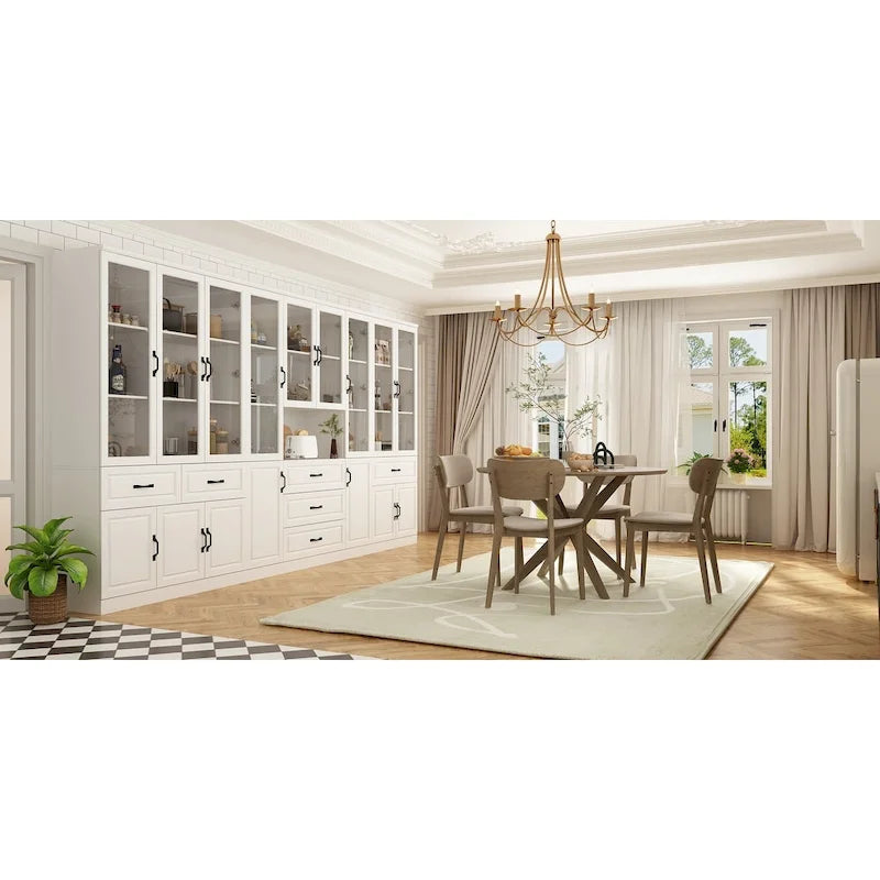 78.7 Libreria modulare Curio bianca con ante in vetro, espositore buffet