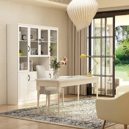 78.7 Libreria modulare Curio bianca con ante in vetro, espositore buffet