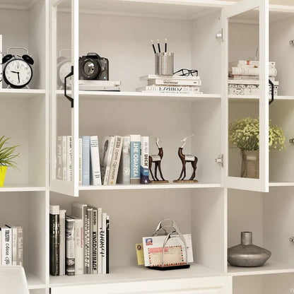 78.7 Libreria modulare Curio bianca con ante in vetro, espositore buffet