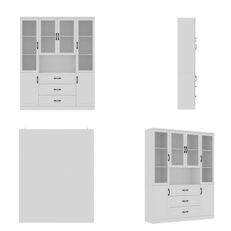 78.7 Libreria modulare Curio bianca con ante in vetro, espositore buffet