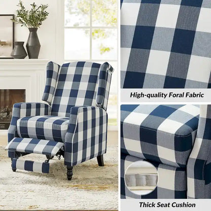 Poltrona reclinabile manuale Damaris Mid-Century Modern con schienale ad ala, design di HULALA HOME