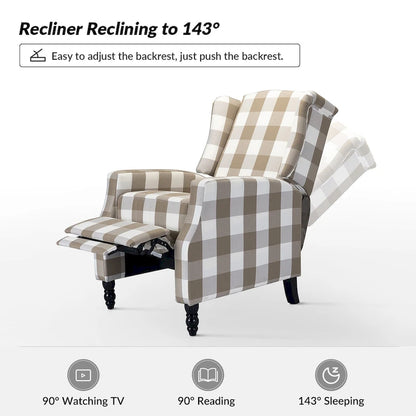 Poltrona reclinabile manuale Damaris Mid-Century Modern con schienale ad ala, design di HULALA HOME