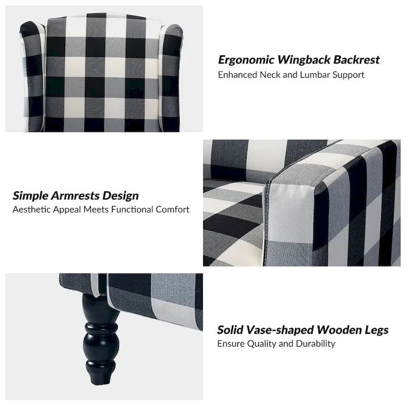 Poltrona reclinabile manuale Damaris Mid-Century Modern con schienale ad ala, design di HULALA HOME