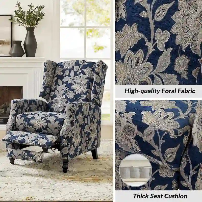 Poltrona reclinabile manuale Damaris Mid-Century Modern con schienale ad ala, design di HULALA HOME