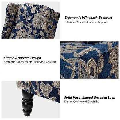 Poltrona reclinabile manuale Damaris Mid-Century Modern con schienale ad ala, design di HULALA HOME