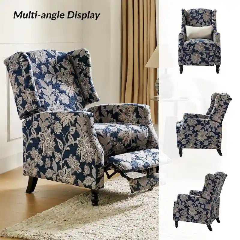 Poltrona reclinabile manuale Damaris Mid-Century Modern con schienale ad ala, design di HULALA HOME