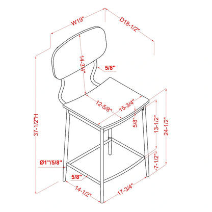 Set da pranzo Cairo Industrial Metal da 5 pezzi, altezza bancone, di Furniture of America