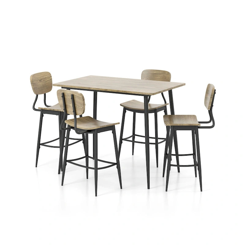 Set da pranzo Cairo Industrial Metal da 5 pezzi, altezza bancone, di Furniture of America