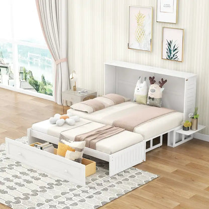 Letto a scomparsa mobile Nestfair bianco queen size con cassetto e ripiani