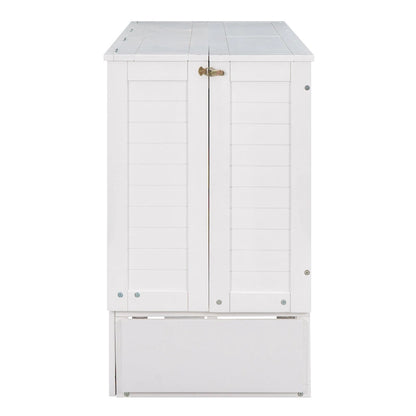 Letto a scomparsa mobile Nestfair bianco queen size con cassetto e ripiani