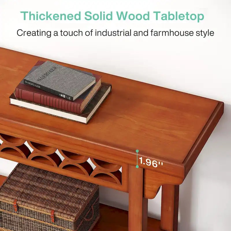 Tavolino da divano in legno massello stretto e lungo per ingresso soggiorno