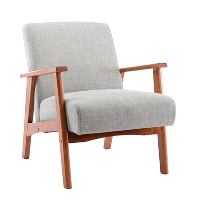 Poltrona imbottita in tessuto Layla di Porthos Home con gambe in faggio