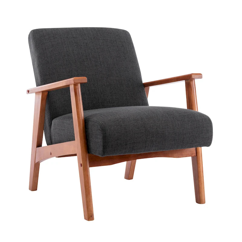 Poltrona imbottita in tessuto Layla di Porthos Home con gambe in faggio