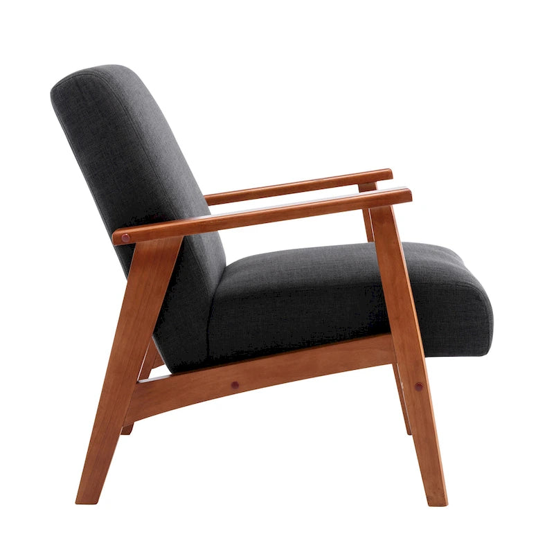 Poltrona imbottita in tessuto Layla di Porthos Home con gambe in faggio