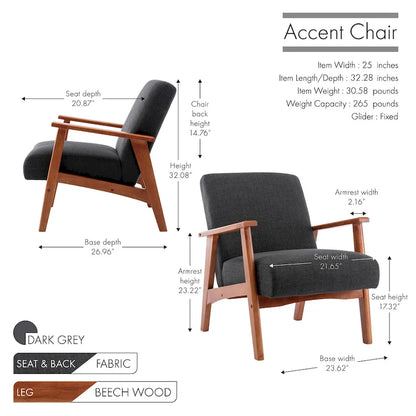 Poltrona imbottita in tessuto Layla di Porthos Home con gambe in faggio