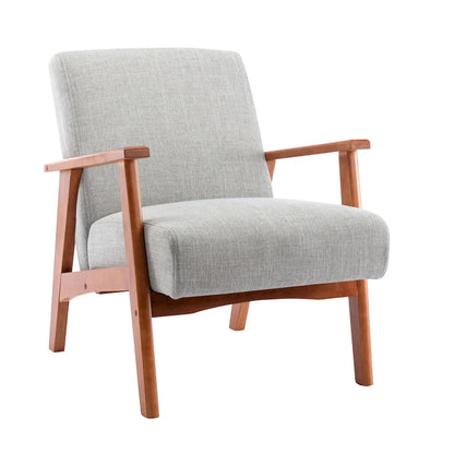 Poltrona imbottita in tessuto Layla di Porthos Home con gambe in faggio