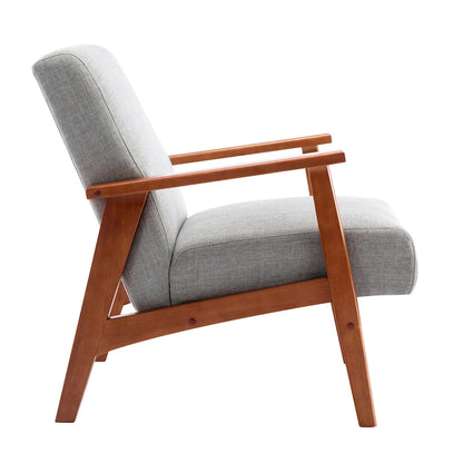 Poltrona imbottita in tessuto Layla di Porthos Home con gambe in faggio