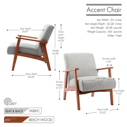 Poltrona imbottita in tessuto Layla di Porthos Home con gambe in faggio