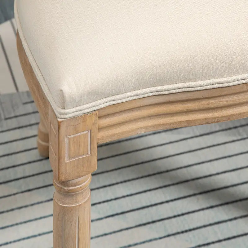 Set di sedie da pranzo imbottite in stile francese HOMCOM, sedie laterali senza braccioli con schienale in rattan e rivestimento effetto lino