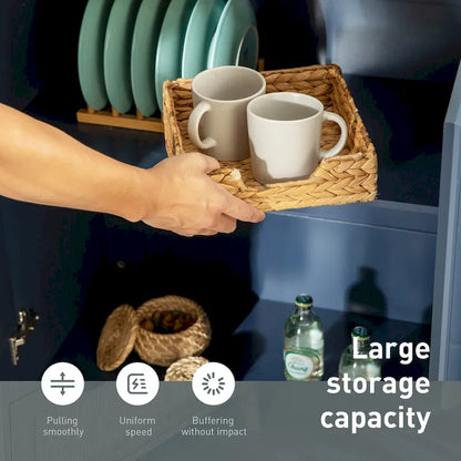 Carrello da cucina Sophia &amp; William con ribaltina e piano in legno di caucciù, carrello da cucina con ruote e ampio mobiletto portaoggetti