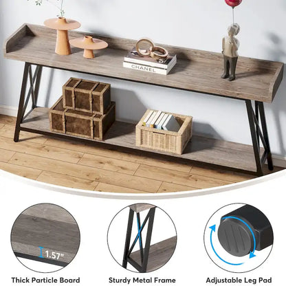 Tavolo da consolle da divano lungo 70,9 pollici dietro il divano, tavolo da ingresso marrone rustico