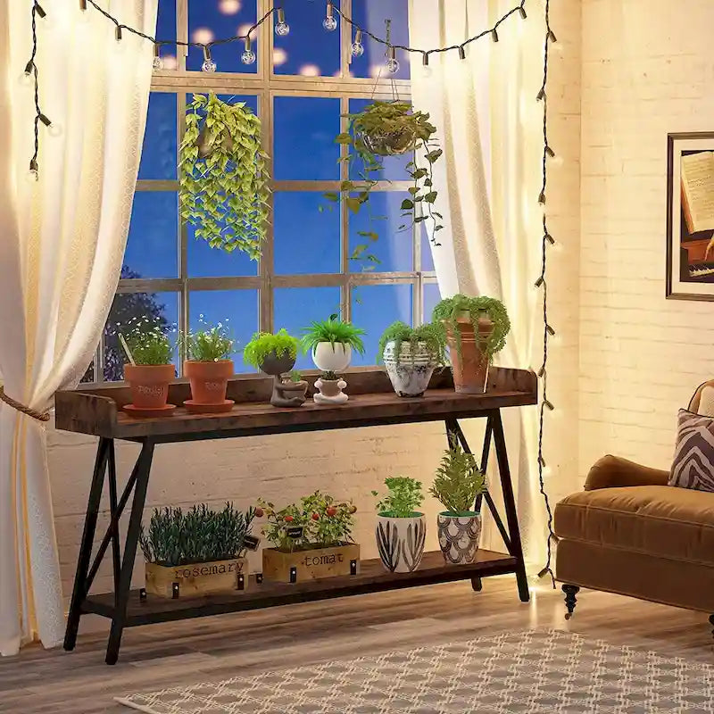 Tavolo da consolle da divano lungo 70,9 pollici dietro il divano, tavolo da ingresso marrone rustico