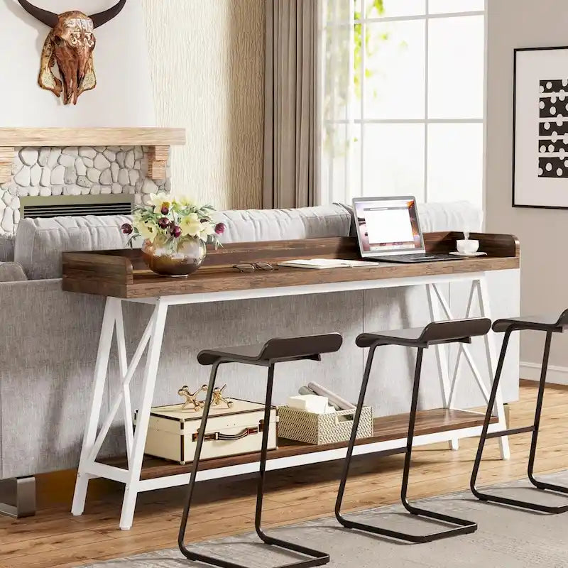Tavolo da consolle da divano lungo 70,9 pollici dietro il divano, tavolo da ingresso marrone rustico