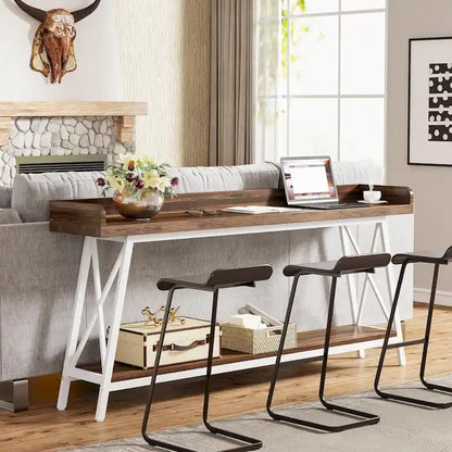 Tavolo da consolle da divano lungo 70,9 pollici dietro il divano, tavolo da ingresso marrone rustico