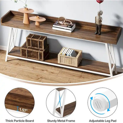 Tavolo da consolle da divano lungo 70,9 pollici dietro il divano, tavolo da ingresso marrone rustico