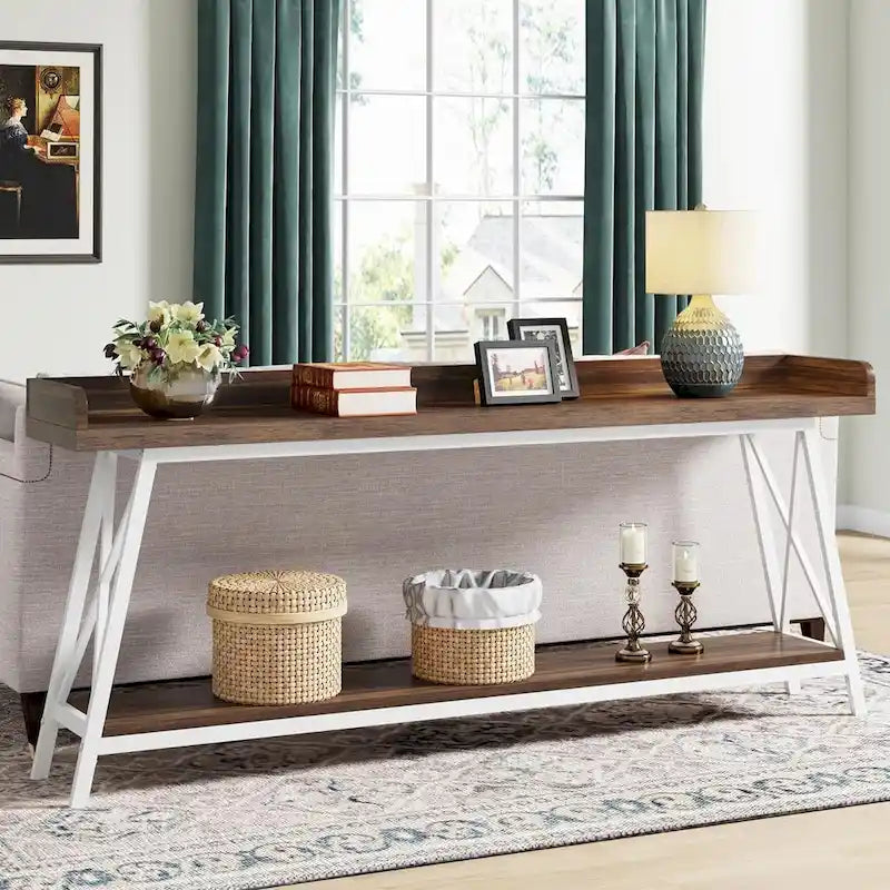Tavolo da consolle da divano lungo 70,9 pollici dietro il divano, tavolo da ingresso marrone rustico