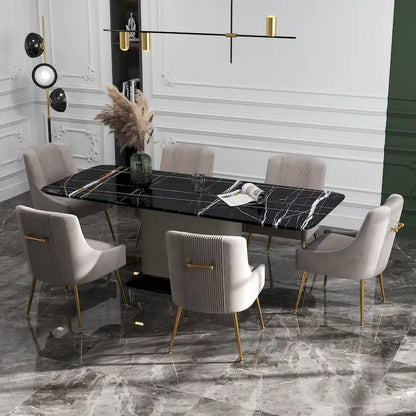 SEYNAR Modern Glam Boucle Sedia da pranzo o sedia da toeletta in velluto plissettato Set di 6 con maniglia posteriore