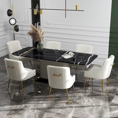 SEYNAR Modern Glam Boucle Sedia da pranzo o sedia da toeletta in velluto plissettato Set di 6 con maniglia posteriore