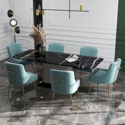 SEYNAR Modern Glam Boucle Sedia da pranzo o sedia da toeletta in velluto plissettato Set di 6 con maniglia posteriore