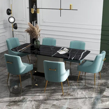 SEYNAR Modern Glam Boucle Sedia da pranzo o sedia da toeletta in velluto plissettato Set di 6 con maniglia posteriore