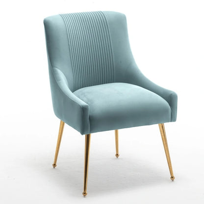 SEYNAR Modern Glam Boucle Sedia da pranzo o sedia da toeletta in velluto plissettato Set di 6 con maniglia posteriore