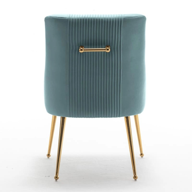 SEYNAR Modern Glam Boucle Sedia da pranzo o sedia da toeletta in velluto plissettato Set di 6 con maniglia posteriore