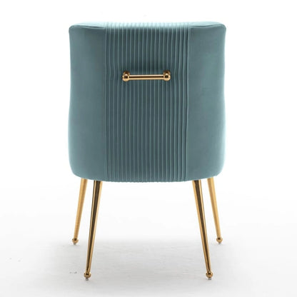 SEYNAR Modern Glam Boucle Sedia da pranzo o sedia da toeletta in velluto plissettato Set di 6 con maniglia posteriore