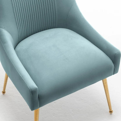 SEYNAR Modern Glam Boucle Sedia da pranzo o sedia da toeletta in velluto plissettato Set di 6 con maniglia posteriore