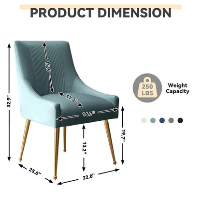 SEYNAR Modern Glam Boucle Sedia da pranzo o sedia da toeletta in velluto plissettato Set di 6 con maniglia posteriore