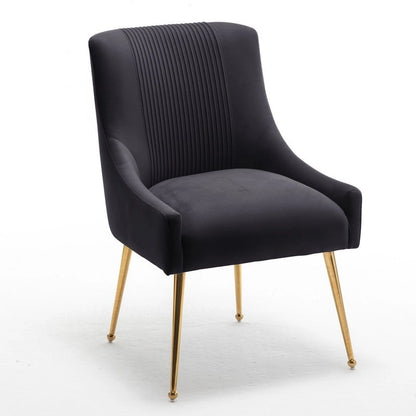 SEYNAR Modern Glam Boucle Sedia da pranzo o sedia da toeletta in velluto plissettato Set di 6 con maniglia posteriore