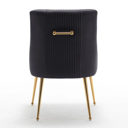 SEYNAR Modern Glam Boucle Sedia da pranzo o sedia da toeletta in velluto plissettato Set di 6 con maniglia posteriore