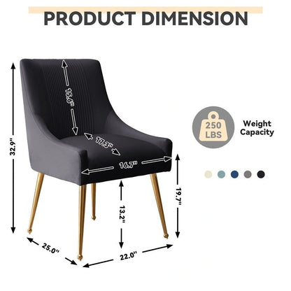 SEYNAR Modern Glam Boucle Sedia da pranzo o sedia da toeletta in velluto plissettato Set di 6 con maniglia posteriore