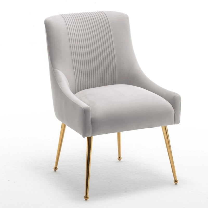 SEYNAR Modern Glam Boucle Sedia da pranzo o sedia da toeletta in velluto plissettato Set di 6 con maniglia posteriore