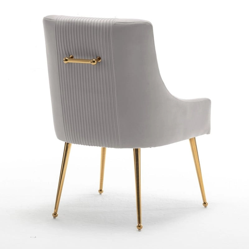 SEYNAR Modern Glam Boucle Sedia da pranzo o sedia da toeletta in velluto plissettato Set di 6 con maniglia posteriore