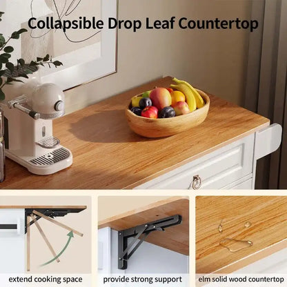 Carrello da cucina con piano in legno massello e ruote bloccabili