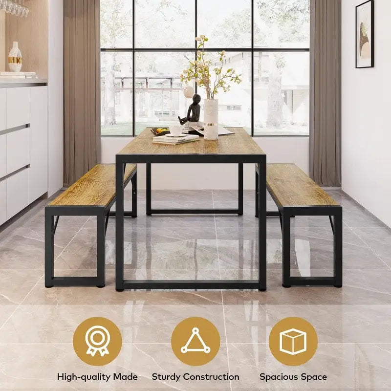 Set da tavolo da pranzo da 55 pezzi per 4-Set da tavolo da pranzo industriale da 63 pezzi con 2 panche per cucina