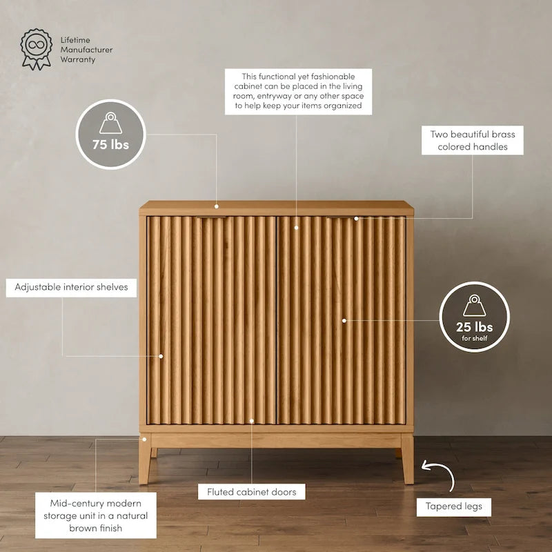 Credenza moderna Jasper, mobiletto da cucina con ante scanalate