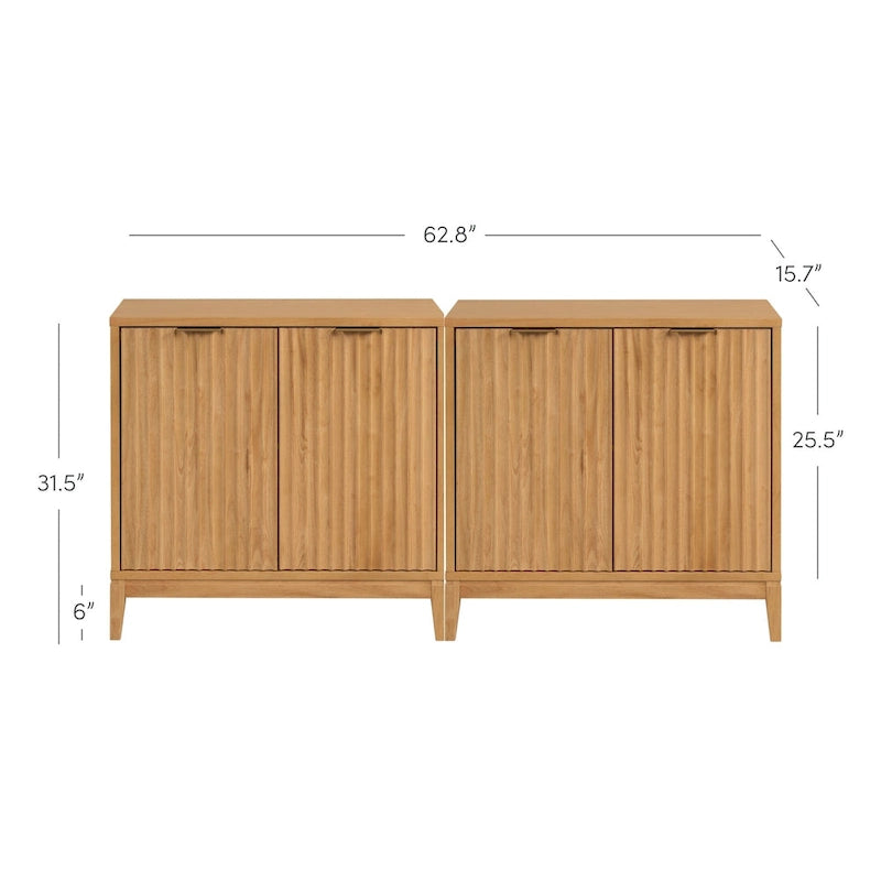 Credenza moderna Jasper, mobiletto da cucina con ante scanalate