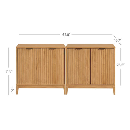 Credenza moderna Jasper, mobiletto da cucina con ante scanalate